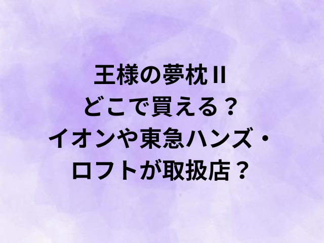 王様の夢枕Ⅱはどこで買える？イオンや東急ハンズ・ロフトが取扱店？