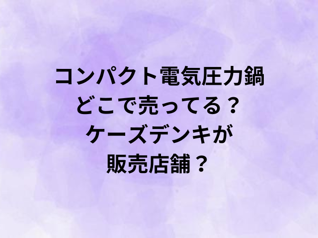 コンパクト電気圧力鍋どこで売ってる？ケーズデンキが販売店舗？